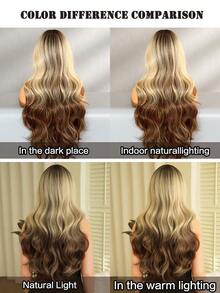 7JHH WIGS Stylish Blonde Balayage Wigs Extra Long Wavy Wig With Bangs Dark Roots, High Density Heat-Resistant Fiber Hair, Fluffy Natural Synthetic Wigs For Women Daily Party Use 28 Inch Beginners Glueless Wig Accessories - 漸變金色 - 查看 7