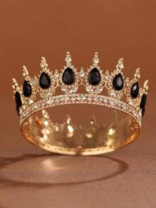 1 pieza Corona nupcial de estilo vintage de aleación con cristales , tocado con cristal en forma de gota para fiesta de cumpleaños, diadema de reina para disfraz