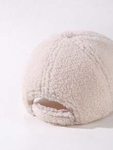 1pc Cute Women's Autumn/Winter New York Embroidery Fleece Baseball Cap, Suitable For Outdoor Warmth,Summer,Beach,Hat - Beige - View 3