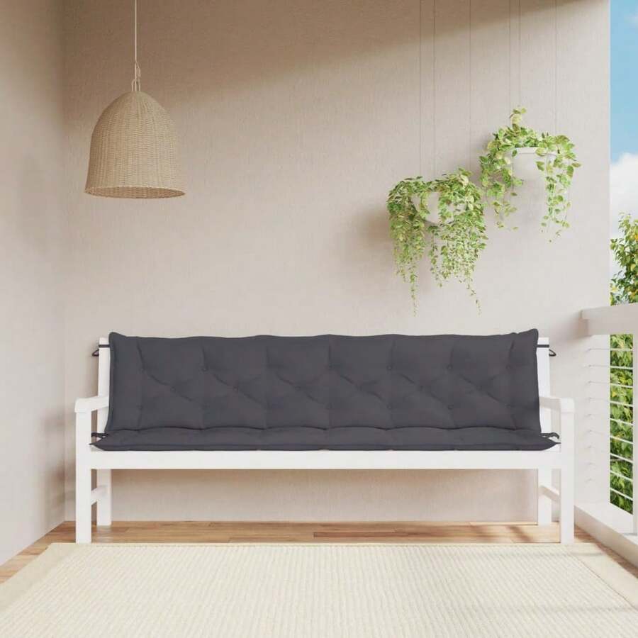 Larryhot Cojines de banco de jardín 2 uds antracita 200x50x7 cm, hermoso y práctico, estilo decorativo. - Gris Oscuro - Ver 1
