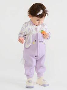 Balabala 婴儿连体衣 2025 秋季 - 可爱羊毛连体衣 - 紫色 - 查看 1