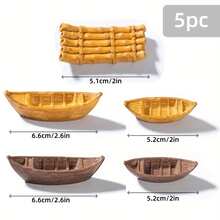 5pcs Realistic Floating Small Boat Decorations For Aquariums, Suitable For Adding A Natural Look Or Scenic Design To Your Fish Tank - Multicolor - View 3