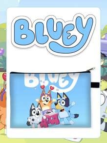 Bluey علبة أقلام وأدوات قرطاسية بتصميم الكرتون "بلوي"، علبة أقلام ذات طبقتين مزودة بسحاب، لوازم دراسية للكلية، علبة أقلام مريحة للحقيبة الظهر، حقيبة جميلة وأنيقة، حقيبة ظهر صغيرة، حقيبة ظهر كرتونية ممتعة للأطفال