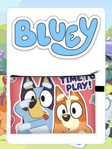 Bluey علبة أقلام وأدوات قرطاسية بتصميم الكرتون "بلوي"، علبة أقلام ذات طبقتين مزودة بسحاب، لوازم دراسية للكلية، علبة أقلام مريحة للحقيبة الظهر، حقيبة جميلة وأنيقة، حقيبة ظهر صغيرة، حقيبة ظهر كرتونية ممتعة للأطفال