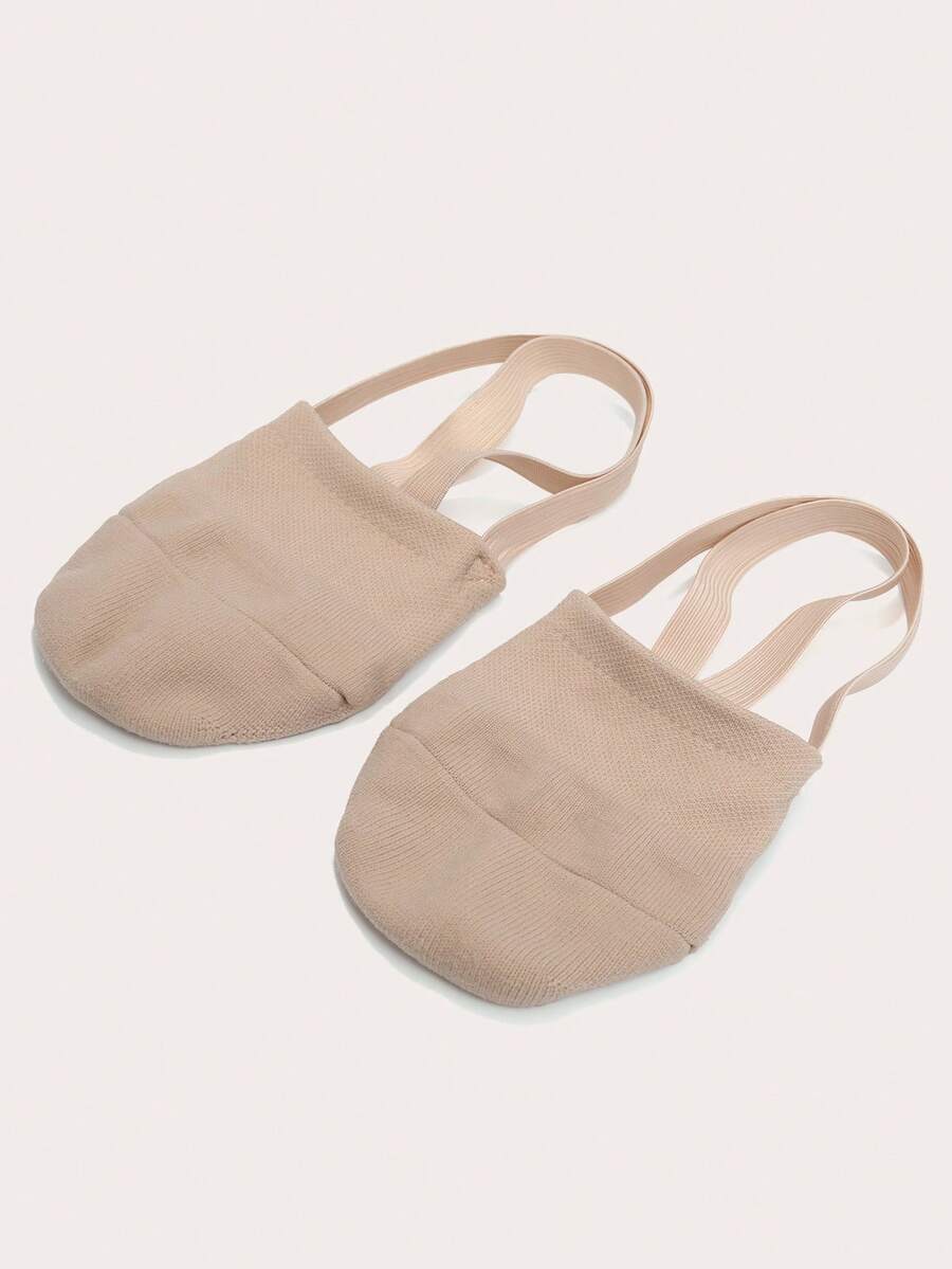 Girls' Knitted Half-Sole Dance Shoes, Half-Toe Shoes, Cheerleading Rhythmic Gymnastics Shoes, Ballet Shoes, Jazz Dance Stretch & Spin Shoes - Apricot - View 1