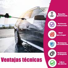 Pistola de agua alta presión boquilla metálica ajustable para lavado de autos riego de jardines cuidado de césped herramienta multifuncional para exterior limpieza irrigación portátil - Verde-Negro (1 ud.) - Ver 7