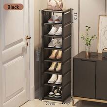 Multi-Tier Iron Shoe Rack, Simple Student Dormitory Shoe Rack, Narrow Shoe Storage Cabinet For Rental House, Small Footprint Near Door - Multicolor - View 7