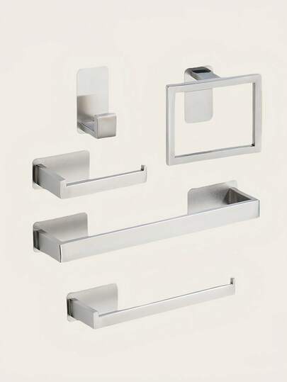 1 szt. kwadratowy wieszak na ręczniki ze stali nierdzewnej, wieszak do łazienki, uchwyt na papier toaletowy, drążek na ręczniki do montażu ściennego w łazience, trwały organizer łazienkowy ze stali nierdzewnej na ręczniki, akcesoria łazienkowe o eleganckim, nowoczesnym wykończeniu, ukryte śruby, oszczędzający miejsce wieszak ścienny do małych łazienek, łatwy montaż, wielofunkcyjny dodatek do wystroju wnętrz do codziennego użytku