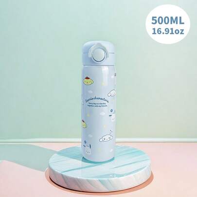 Miniso Sanrio Series 316 Magic Pop-Up Lid Thermos 500mL/16.91oz Cute IP Print + One-Click Pop-Up Lid Design, Convenient For Daily Commuting & Office Hydration(1PC)