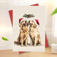1pc Fun And Unique Christmas Card, "Christmas Dog: Merry Holiday, Golden Retriever" Card, Christmas Card For Friends, Adult Christmas Card, Suitable For Christmas, Christmas Eve, Holiday Celebration Occasion, Santa Claus Card - Multicolor - View 12