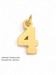 1 mặt dây chuyền số thép không gỉ tối giản, vòng tay, vòng cổ, bông tai, trang sức phụ kiện số may mắn tự làm, thích hợp để đeo hàng ngày và làm quà tặng - Vàng - Xem 22