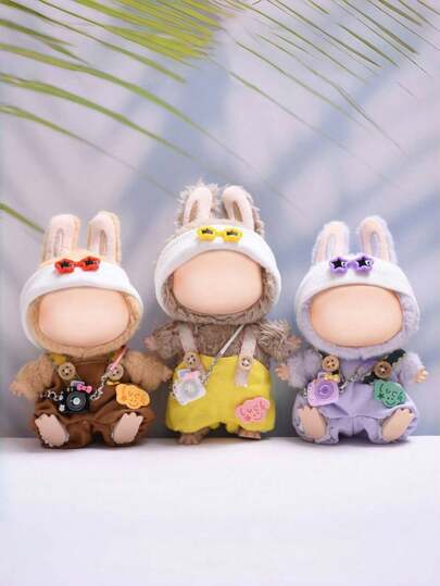 (Nur Bekleidung) 17cm 1. und 2. Generation Plüschpuppe 3 Stücke Set (Sternaugen Lätzchen Hose + Hut + Kamera), Kleidung macht ein perfektes Geschenk