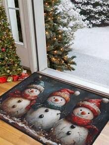 1pc Christmas Welcome Doormat,15.7*23.6Inch Christmas Snowman Print Christmas Decoration Mat Non-Slip And Washable Winter Door Mat Rugs For Indoor Outdoor Decor,Merry Christmas,Christmas Decoration,Front Door Mat,Floor Decor,Home Decor,2025 Xmas Decor - Multicolor - View 1
