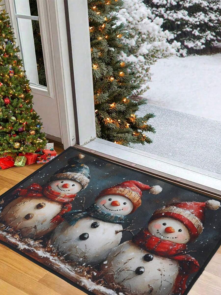 1pc Christmas Welcome Doormat,15.7*23.6Inch Christmas Snowman Print Christmas Decoration Mat Non-Slip And Washable Winter Door Mat Rugs For Indoor Outdoor Decor,Merry Christmas,Christmas Decoration,Front Door Mat,Floor Decor,Home Decor,2025 Xmas Decor - Multicolor - View 1