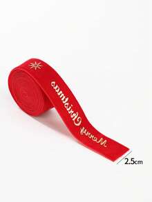 1 pièce Ruban de Noël, Nœud imprimé en velours et feuille, Ruban satiné pour la décoration du sapin de Noël, Décoration de boîte-cadeau