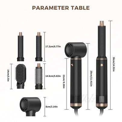Kemei 五合一热风梳、电动卷发器、吹风机和直发器
