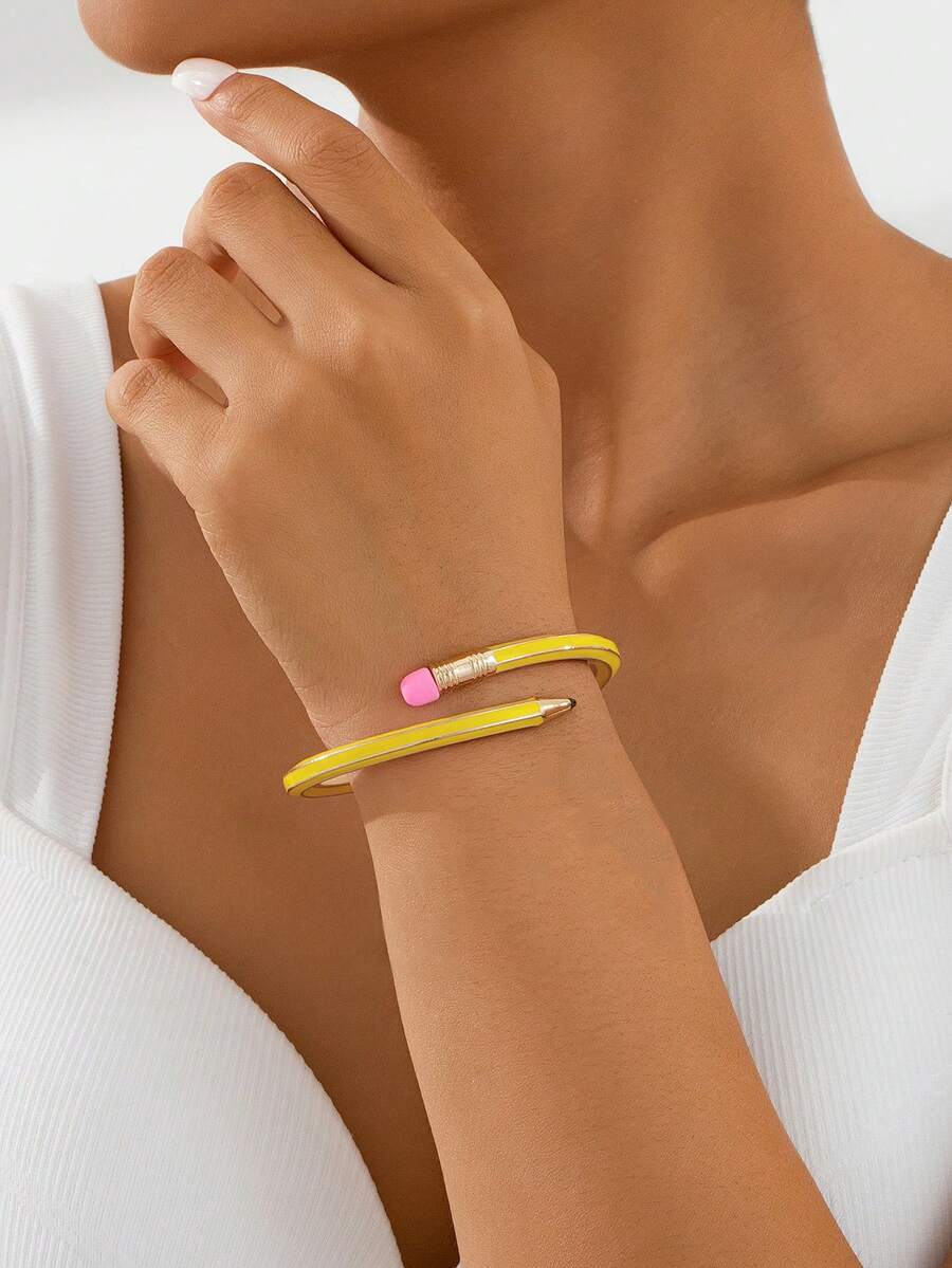 1 Stück zarter künstlerischer Bleistift-Armreif, mehrere Farben geeignet für Frauen, Feierlichkeiten, Partys, Geschenk für Freunde und Lehrer - Armband - Übersicht 1