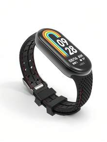 1pc Men Women Bamboo Joints Strap Compatible With Xiaomi Mi Band 7 6 5 4 3 , Honeycomb Texture Compatible With Mi Band 8 Bracelet Sport Belt Silicone Watchband Replacement Smartwatch Bracelet Compatible With Xiaomi Mi Band 3 4 5 6 7 8 Strap Red