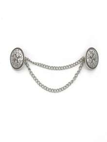 1 Piece Of Vintage Floral Chain Cardigan Clip, Women's Vintage Tassel Button Cape Shirt Collar, Suit Brooch, Jewelry Tassel Chain, Anti Drop Shoulder Shirt Collar Chain