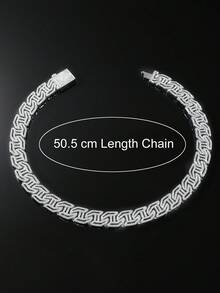 1 Set Men's Hip Hop Style Classic Full Rhinestone H-Shape Link Chain Necklace & Bracelet Set - Style a - View 6