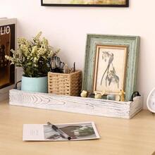 Rustic Wooden Serving Trays Rectangular With Handle,Ottoman Tray For Living Room 16 Inch Long For Serving Wine(Whitewashed)