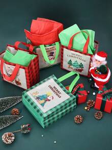 4pcs Christmas Santa Gift Bags, Multiple Colors Available, Reusable, Suitable For Holiday Use - Christmas Party Decoration Supplies - Multicolor - View 6