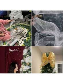 Rotoli di nastro in rete dorata da 26 cm x 9 m per decorazioni fai-da-te di alberi di Natale, corone floreali, decorazioni per la casa, decorazioni natalizie, decorazioni per la stanza, decorazioni natalizie invernali, regali di Natale, decorazioni natalizie