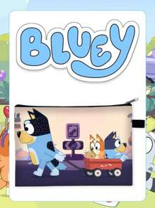 Bluey علبة أقلام وأدوات قرطاسية بتصميم الكرتون "بلوي"، علبة أقلام ذات طبقتين مزودة بسحاب، لوازم دراسية للكلية، علبة أقلام مريحة للحقيبة الظهر، حقيبة جميلة وأنيقة، حقيبة ظهر صغيرة، حقيبة ظهر كرتونية ممتعة للأطفال