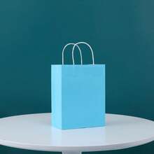 12 pungi mici de cadouri albastru deschis, de 20 cm, cu mâner, pungă de hârtie kraft, pentru cadouri de petrecere, pentru ziua de naștere, sezonul nunților, ziua de naștere, Ziua Îndrăgostiților, sezonul nunților, decor pentru burlăcițe, cadouri pentru burlăcițe, petrecere a burlăcițelor, cadouri pentru petrecerea burlăcițelor, cadouri de nuntă pentru invitați, articole pentru festivalul de Halloween, decorațiuni de Halloween, decorațiuni de Crăciun.