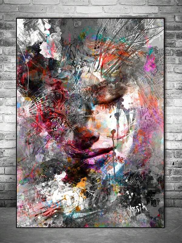5D DIY Graffiti Watercolor Female Abstract Poster Girl Painting Face Wall Art Full Circle Diamond Painting Home Decoration
