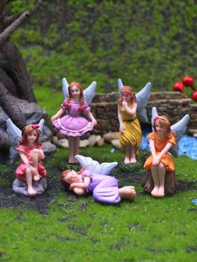 5pcs/4pcs/3pcs/1pc Miniature Fairy Girl Decorative Figurines, Resin Crafts For Planter, Garden, Plant Landscape, Angel Ornaments, Perfect Gift For Friends