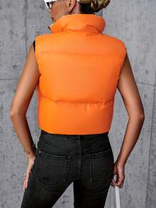Damen modische ärmelloser Kurzjacke in Unifarbe, Herbst/Winter