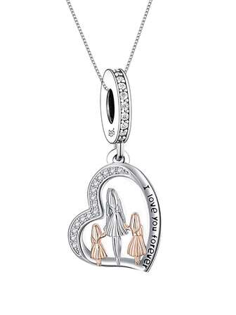 1 款简约时尚 925 纯银我的母亲我的朋友心形吊坠项链，母亲生日纪念礼物