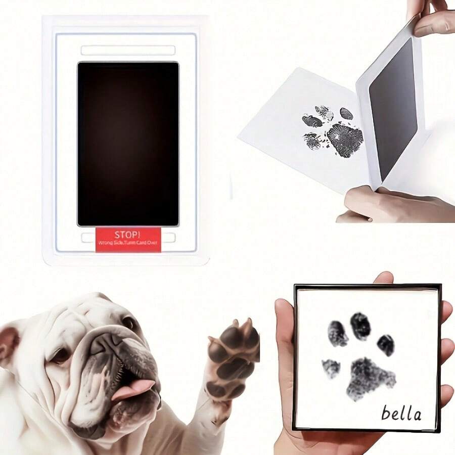 Almohadilla con huella de pata de mascota - Para gatos y perros, recuerdo fácil de limpiar - Tinta negra de secado rápido - Regalo para nuevas mascotas | Conmemorativo creativo de mascotas, diseño amigable para el usuario, material de secado rápido - Multicolor - Ver 1