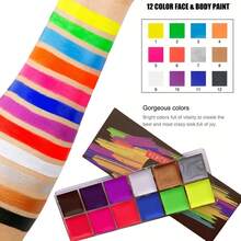 12 Colors Oil-Based Face & Body Painting Palette - Vibrant & Long-Lasting, Suitable For Adult Art Makeup, Creative Arts, Masquerade, Dance Performances, Halloween, Parties, And Cosplay - Multicolor - View 6