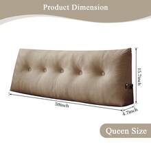 Soft Suede Triangular Headboard Pillows Wedge Pillow Button Design For Dorm Bed Bolster Relaxing Reading Cushion Pillows Backrest Support With Side Pocket High Resilience PP Cotton