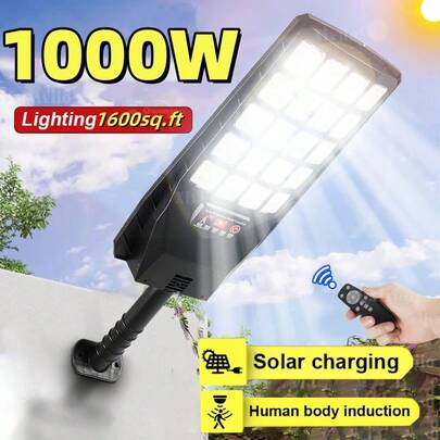Outdoor Powerful 1000W LED Ultra-Bright Solar Lamp, 120LED High-Power Outdoor Street Sensor Light Strip, Human Body Sensor Motion Sensor, Wide-Range Lighting, Garden Lamp, Solar Charging, Remote-Controlled Adjustment, Garden Garage, External Wall Lamp, Ambient Light