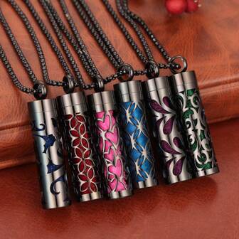 1PC New Vintagte Golden Stainless Steel Jewelry Aromatherapy Diffuser Pendant Necklace With 10pcs Pads Hollow Out Flower Love Open Locket Aroma Perfume Essential Oil Diffuser Necklace Couple Men Punk Necklaces Gift Accessories