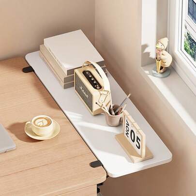 Suporte de extensão de mesa dobrável, sem necessidade de perfuração, economiza espaço de apoio na mesa, suporte de prateleira ajustável para armazenamento embaixo da mesa, preto e branco