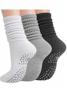 Calcetines de agarre para Pilates para mujeres, calcetines holgados de yoga con agarre para entrenamiento de barra, calcetines largos de hospital con arruga y agarre