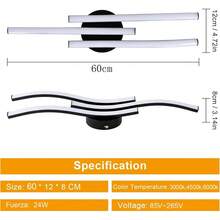 Lámpara de techo LED de arco de tres colores, foco de techo en forma de onda, bajo consumo de energía y alta iluminación, adecuada para sala de estar y cocina. - Negro - Ver 4