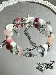 60个20毫米合金蝴蝶翅膀珠宝制作垫片。珠宝框架垫珠。珠宝DIY，珠宝DIY配件。适用于耳环、项链、手链、手机壳、护身符、钥匙扣装饰。汽车流苏吊坠装饰。 - 彩色 - 查看 5