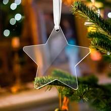 10pcs Clear Acrylic Christmas Ornaments, Blank Acrylic Decoration For Carving DIY Projects And Art Crafts, Holiday Decoration Hanging Ornaments,Christmas Decor