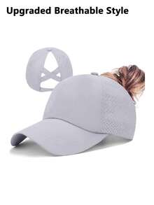 Gorra de béisbol unisex transpirable con agujero para coleta - Gorra deportiva de malla de secado rápido, con correa ajustable/cierre a presión, sombrero ligero de ala ancha con protección UV, banda transpirable, detalles reflectantes; ideal para correr, ciclismo, senderismo, golf, gimnasio, viajes, playa y uso casual; se adapta a coleta/moño bajo, plegable, ajuste cómodo minimalista, gorra de rendimiento ventilada, anti-sudor, gorra deportiva plegable de ajuste unisex - Multicolor - Ver 24
