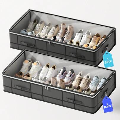 1PC Gray Under Bed Shoe Storage Bag, Storage Box With Transparent Cover And No Support Frame, Foldable Shoe Storage Bag, Pillow, Blanket, Blanket Large Capacity Storage Bag, Shoe Bag, Suitable For Household Idle Items, Bedroom Study, Under Bed Storage Bag, Back To School Essential Items, Room Decoration, Home Decoration, Bedroom Decoration