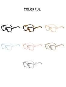 7 szt. europejskich i amerykańskich okularów przeciwsłonecznych blokujących niebieskie światło, kwadratowe, z przezroczystymi soczewkami, nowe minimalistyczne oprawki do okularów w stylu ulicznym