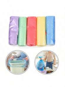 [Heavy Duty Garbage Bags] 6 Colors Heavy Duty 4 Gallon Small Plastic Garbage Bags Foldable, Leak-Proof For Bathroom, Toilet, Bedroom, Office And Toilet Trash Can - Save Space And Convenient Household Flat Mouth Disposable Color Thickened Garbage Bag, Hotel Household Special Offer Plastic Bag Small Trash Bags, Perfect For Cat Litter, Car Garbage, Home Office, Kitchen Waste, And Dog Poop Scooping!