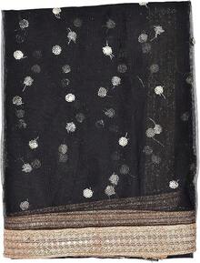 Woman's Embellished Net Dupatta Scarf Shawl Wrap Soft Bridal Wedding - 黑色 - 查看 6