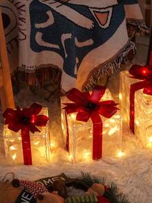3-Piece Illuminated Christmas Gift Box - Plastic Lighted Holiday Decor With Red Bow, 3 AA Battery Powered (Batteries Not Included) Christmas Indoor Fairy Lights, Nursery Night Light, Holiday Decoration For Halloween/Christmas Christmas Decoration XMAS Decor Christmas Tree Gift Decor Thanksgiving Wedding Home Decor Home Decor Fall Decor Autumn Decor Birthday Decorations For Gifts Party Supplies Indoor Outdoor Garden Holiday Festival Decor Halloween Decor Wall Decor Halloween Ornamentschristmas Decoration XMAS Decor Christmas Tree Gift Decor Thanksgiving Wedding Home Decor Home Decor Fall Decor Autumn Decor Birthday Decorations For Gifts Party Supplies Indoor Outdoor Garden Holiday Festival Decor Halloween Decor Wall Decor Halloween Ornaments