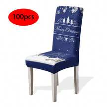 1/4/6/100pcs Christmas Print Stretch Dining Chair Covers, Cartoon Holiday Decor Dust-Proof Full Chair Slipcovers - Multicolor - View 14